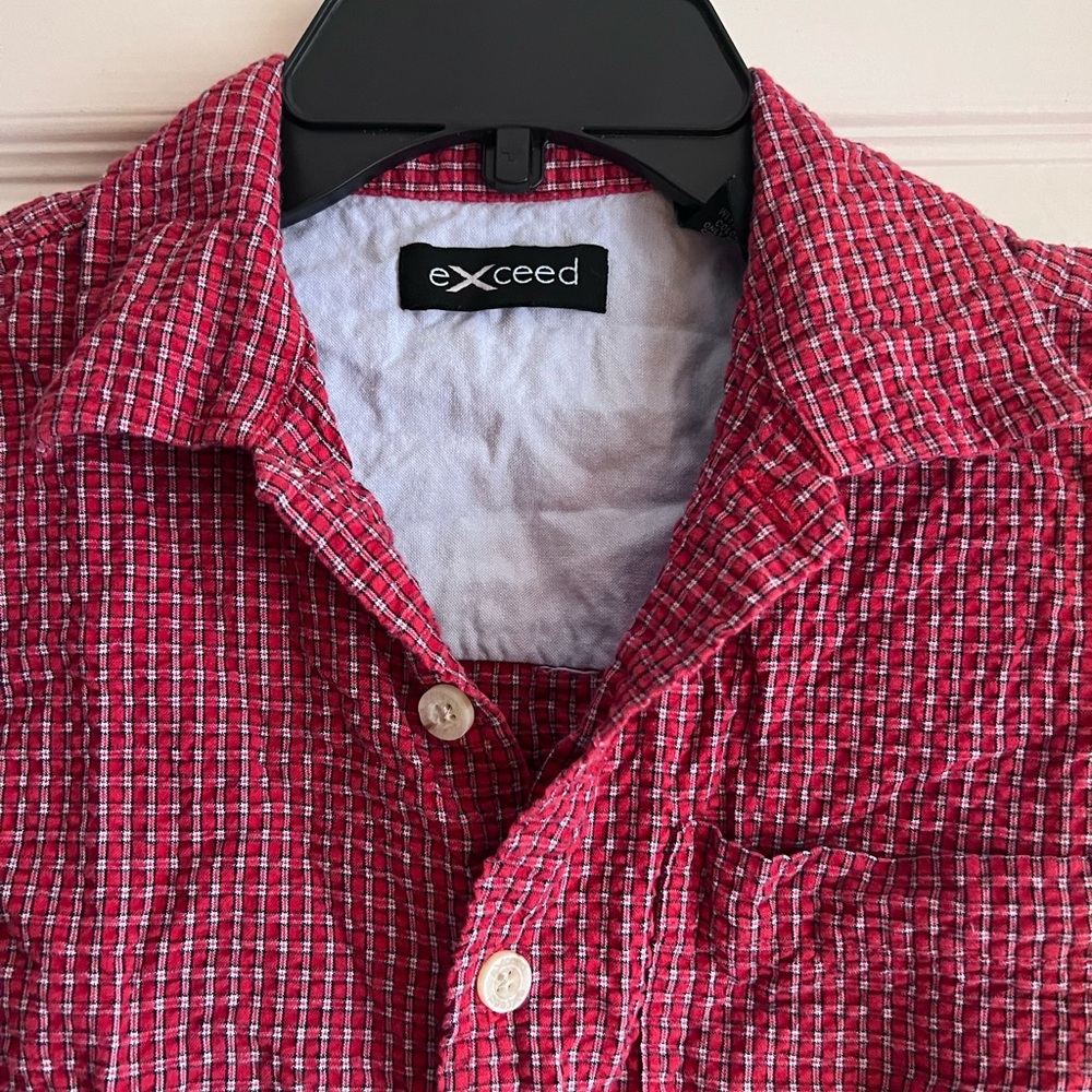 Kids Red Checkered Button Down Shirt